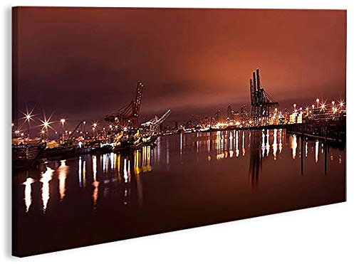 islandburner Bild Bilder auf Leinwand Hafen Hamburg 1p XXL Poster Leinwandbild Wandbild Dekoartikel Wohnzimmer Marke