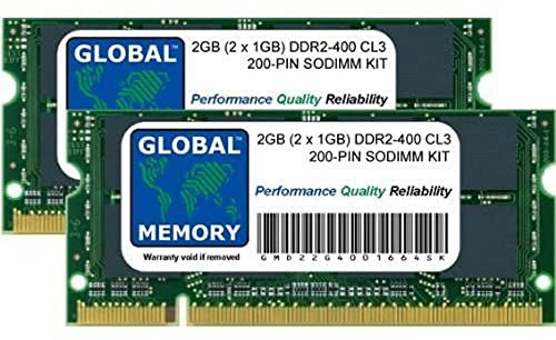 Kit di memoria RAM SODIMM 2 GB (2 x 1 GB) DDR2 400 MHz PC2-3200 200 PIN compatibile con computer portatili/notebook