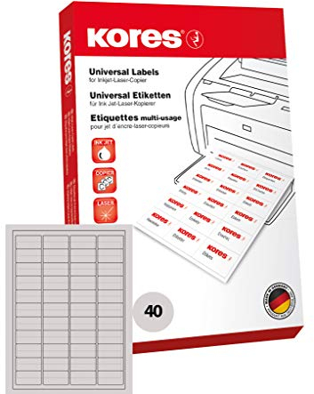 Kores - Universelle selbstklebende rechteckige Etiketten, 100 Blatt im Format Weiß mit Etiketten 48,5 x 25,4 mm