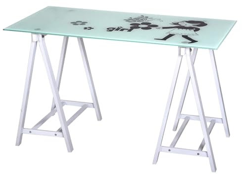 Schreibtisch Computer Girl in Stahl und Glas.