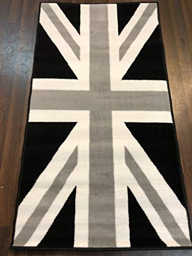 Union Jack Black/Grey/White 80cm x 150cm Approx 5x3 Rugs