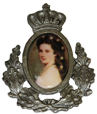 Breiter Hutanstecker Hutabzeichen Hutschmuck Anstecker Sissi Kaiserin Elisabeth mit Ehrenkranz Trachtenpin Brosche
