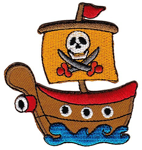Piratenschiff Pirat Schiff Aufnäher Bügelbild Aufbügler Iron on Patches Applikation