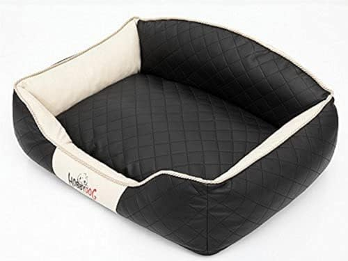 DOGGY Hobbydog XL ELICZB6 Hundebett Elite 84X65cm Schwarz Mit Beige (6), Kissen, Kunstleder, XL, Beige, 2.8 kg