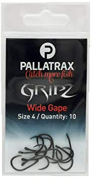 Pallatrax Gripz Wide Gape Hooks - Award Winning Carp Fishing Hooks (Size 4 - Wide Gape)