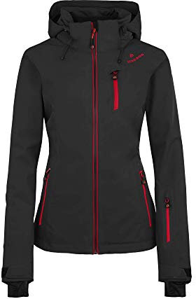 Bergson Nice Light | Damen Skijacke & Outdoorjacke, gefüttert, 20000 mm Wassersäule, Black/Chinese red [9014], 40 - Damen