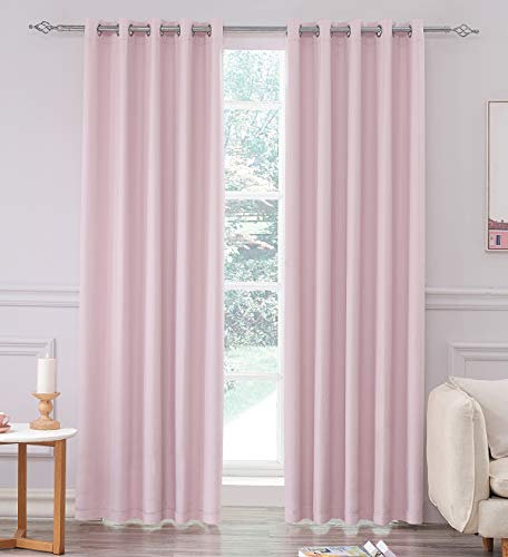 Coastline Lot de 2 rideaux à œillets extra larges en satin mat super doux 100 % occultant thermique pour chambre à coucher, salon, chambre d'enfant, 228 x 183 cm (l x L), rose pâle