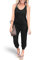 REORIA Damen Ärmellos Elastische Taille Jumpsuit mit Taschen Schwarz XL