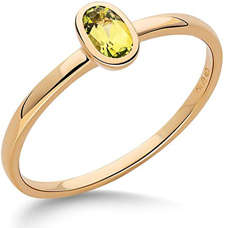 Orphelia Damen-Stapelring 18_k_(750) Gelbgold mit Oval Peridot '- Ringgröße 58 RD-3926/PRD/58