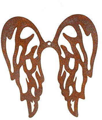 Floral-Direkt Engelsflügel Edelrost ca16×11,5cm Metall Engel Deko Flügel Weihnachten Garten