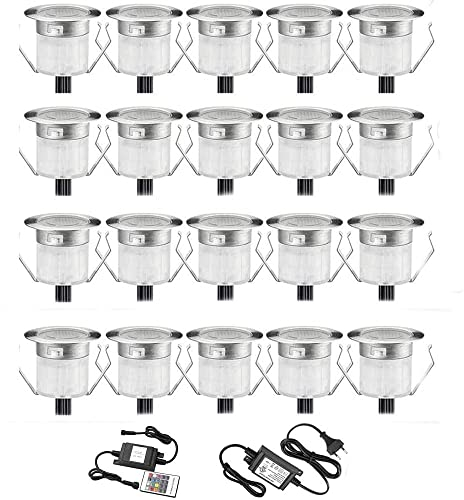 20er RGBWW (4 in 1) 0.6W LED Bodeneinbauleuchten Ø31mm Einbaustrahler LED DC12V Boden Licht IP67 Wasserdicht Einbauleuchten Außen Terrasse Garten Led Lampe