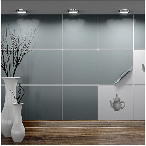 FoLIESEN - Fliesenaufkleber 20x20 cm | selbstklebende Fliesen-Folie für Bad & Küche | entfernbare Klebe-Folie für Wandfliesen Küchenrückwand & Bordüren | 6 Klebefliesen, .:Grau glänzend