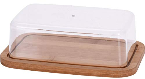EH Excellent Houseware Mantequilla de bambú con Tapa, 19 x 12 cm, Recipiente para Mantequilla