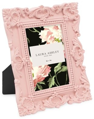 Laura Ashley Cadre photo en résine texturé fait à la main avec chevalet, pour table et mur, décoration d'intérieur, galerie photos, art et plus (5 x 7,6 cm, rose)