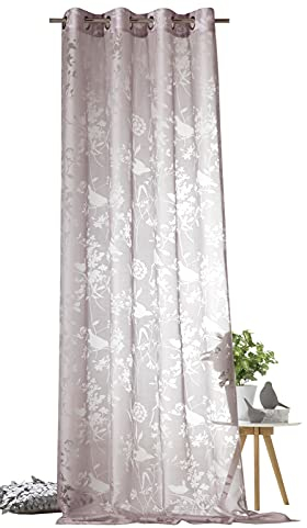 heimtexland ® Ösenschal Deko Vorhang Fensterdekoration Vogel Ausbrenner Gardine Typ699 Mauve HxB 245x140