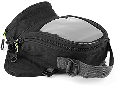 Qiilu Tanktasche Wasserdicht, wasserdichte Tanktasche Magnet Navigation Satteltasche Großes Transparentes Fenster Motorrad Rucksack