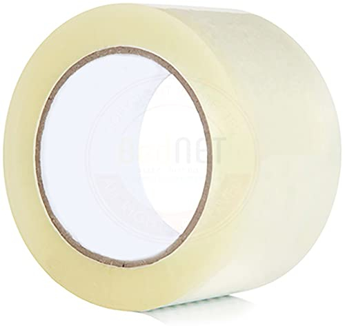 Bednet 1 x Adhesive Extra Strong Kwik Clear Transparent Tape 48mm X 150m for Parcels and Boxes | Clear Tape Rolls | Clear Packaging Tape for Parcels (1 x Clear Tape Roll)