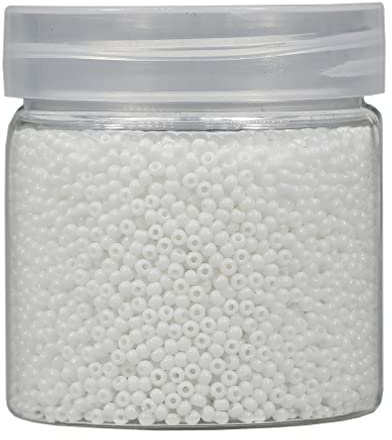 Bala&Fillic 2mm Runde Perlen zum Auffädeln 10000pcs/110 Gramm in Box,12/0 Weiß GlasPerlen kleine Rocailles Perlen für Machen Schmuck Ohrring Armbänder Halskette (Weiß)