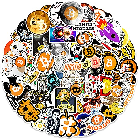 Bitcoin Aufkleber Digitale Währung Sticker Set 50 Stücke Bitcoin Deko für Auto Laptop Skateboard Fahrrad Moped Motorrad Fahrrad Computer,Geeignet für Erwachsene Kinder