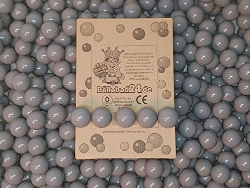 100 Bio-Kunststoff Bällebad Bälle aus nachwachsenden Zuckerrohr - Rohstoffen, 6cm Ø, Kindergarten und Gewerbequalität-BB02 (Grau 14)