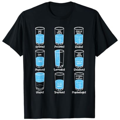 Glas halb voll leer - Brille Psychologe Psychologie T-Shirt