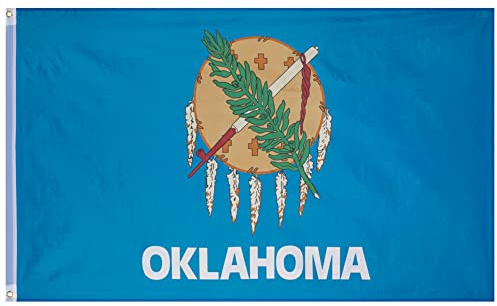 MUWO Flagge America Edition 90 x 150 cm, doppelseitige Gartenflagge, wetterfeste Fanflagge, Fußballflagge Polyester der 50 Vereinigten Staaten, USA-Bundesstaaten mit Ösen (Oklahoma)