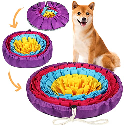 Vivifying schnüffelteppich für Hunde, Interaktives Schnüffelteppich Hund, Waschbar Intelligenzspielzeug für kleine und mittelgroße Hunde (Gelb, Blau & Rosérot)