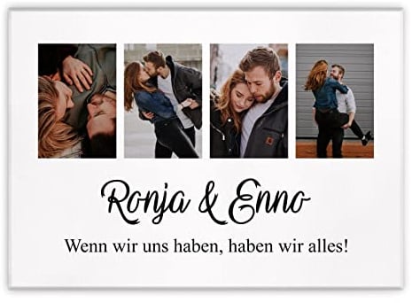 Maverton Leinwandbild mit eigenem Foto - personalisiertes Foto Leinwand mit Holzrahmen - Größe 30x40 oder 50x70 - Fotoleinwand Collage - Fotobild auf Leinwand für Paar - alles - 50 x 70 cm