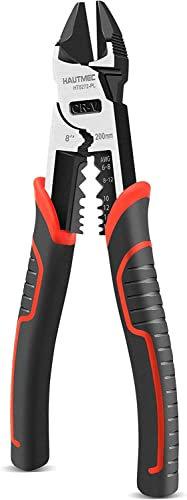 HAUTMEC 8 Wire Cutters,Pro-High Leverage Diagonal Pliers,4 in 1 Multifunction Heavy Duty Side Cutter HT0272-PL