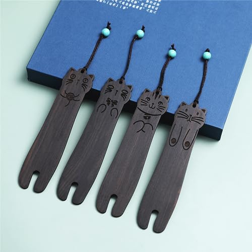lesezeichen katze, lesezeichen personalisiert,lesezeichen holz, lesezeichen mädchen, 4 Stück Bookmark, Weihnachtsgeschenke, Geschenk für Lehrer, Schüler, Männer und Frauen