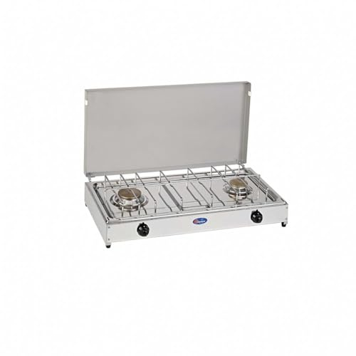 CFParker Fornello 2 Fuochi a Gas Metano con Pianale in Acciaio Inox per Uso Esterno - 5522Gm
