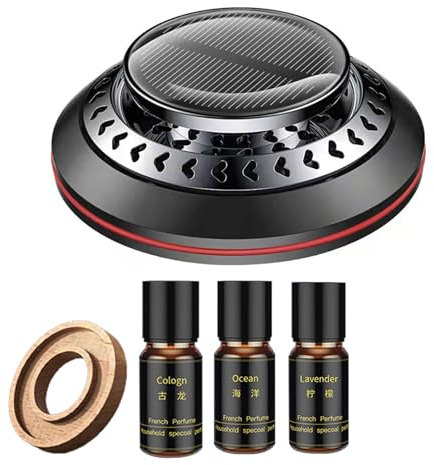 Kripyery Lufterfrischer Diffusor, solarbetrieben, rotierend, Auto-Parfüm, langer Duft, Autozubehör, Düfte, Lufterfrischer, Eliminator-Technologie, leise, unverzichtbar, für neue Besitzer, Männer,