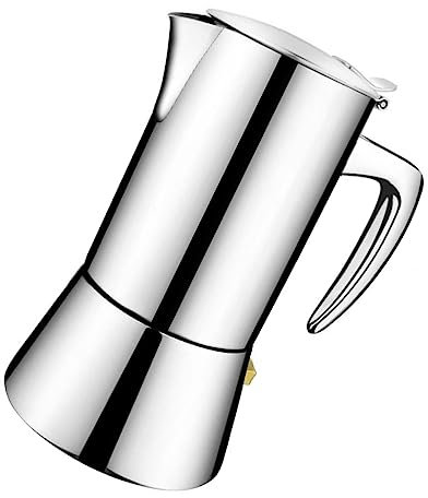 PRETYZOOM Edelstahl Stovetop Espresso Maker Anti-verbrüh-griff Spiegelpolierte Mokkakanne Induktionsherde Geeignet Kompakt Für Zuhause Büro Reisen Einfacher Espresso Ohne Strom
