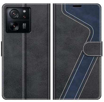 MOBESV Hülle für Xiaomi 13T 5G / 13T Pro 5G Handyhülle, Lederhülle mit Kartenfach, Klapphülle mit Ständer, Flip Case Handytasche Schutzhülle, Modisch Schwarz