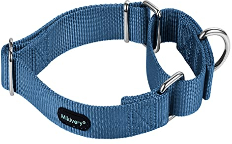 Mikivery Martingale Hundehalsband, Nylon, verstellbar und Sicherheitstraining, bunt, bequem, Metallschnalle, Haustierhalsbänder für kleine, mittelgroße und große Hunde (Haze, M)