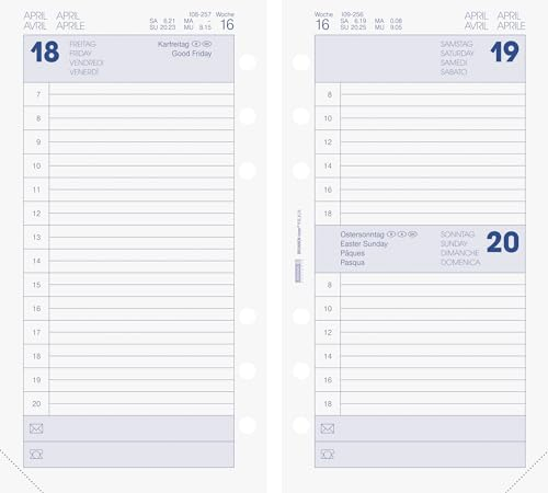 BRUNNEN Calendario giornaliero FILIUS (2025), 1 pagina = 1 giorno, 93 × 172 mm, 352 pagine