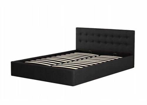 Ares Meble Samt Boxspringbett 140x200 cm mit Gesteppten Kopfteil - Industriell Bett mit Stauraum, Schlafzimmer Möbel Polsterbett mit Bettkasten: Schwarz