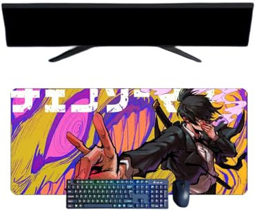 ButkUs Chainsaw Man XXL Multifunction Gaming Anime Mouse Pad, 800 x 300 mm, Waterproof Gaming Keyboard Mouse Mat and 3 mm Non-Slip Rubber Base Textured Surface