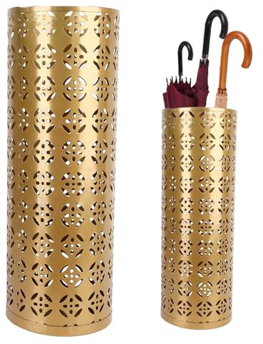 Topiky Free Standing Metal Umbrella Holder, Round Umbrella Organizer Bin, Umbrella Stand Rack for Entryway, Ain Collection Umbrella Organizer Bin for Home Office Patio Decor (Gold)