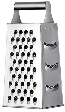 Box Grater - Multipurpose Cheese Grater, Four Sided Grater Stainless Steel | Heavy Duty Food Chopper with Good Grip Compact Vegetable Cutter for Grating and Slicing, 10.5 x 8 x 23.7 cm