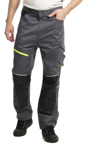 Lee Cooper LCPNT246 Men's Hi-Vis Detail Stretch Holster Cargo Work Trouser Utility Pants, Grey/Black, 36W / 31L