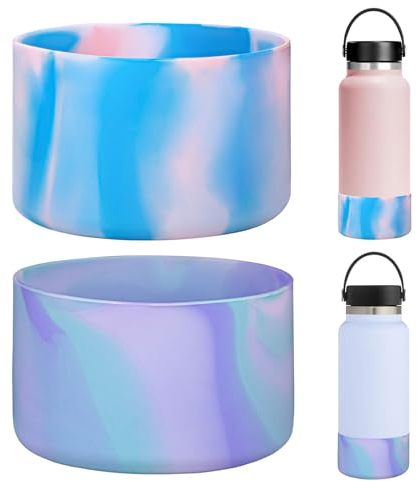 HEYSKAY 2pcs Protective Flask Silicone Boot for 12-24oz Hydro Flask Water Bottle Accessories,and Compatible With Owala,Yeti,Iron Flask More Brands Stainless Steel Bottles with 2.85inch Bottom Diameter