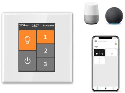 LANBON L8-HF LCD Ceiling Fan & Light Smart Switch, 3 Customized Fan Speeds, Glass Touch Fan Switch Works with Alexa & Google Home, 2.4G Wi-Fi Light Switch, Neutral Wire Required