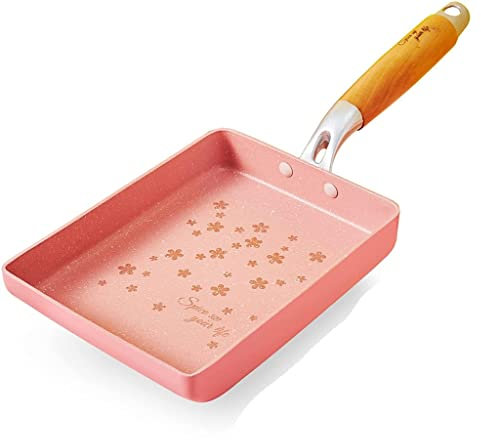 MIIKHI Cucina antiaderente padella con manico in legno frittata casseruola cottura bistecca padella utensili da cucina induzione padella visione