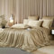 Boqingzhu Bambus Bettwäsche 200×200cm Gold Khaki Uni Einfarbig Einzelbett Luxus Lyocell Seide Bettwäsche Set Bettbezug mit Reißverschluss und 2 Kissenbezüge 80x80cm