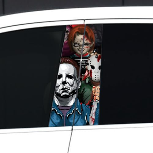 Halloween-Horror-Aufkleber für Autos, klassische Horrorfilm-Charaktere, Peeking-Aufkleber, Michael-Aufkleber, wasserdicht, gruselig, Vinyl-Aufkleber für Stoßstange, Auto-Aufkleber, 27,9 x 48 cm