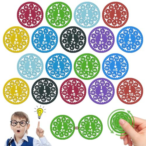 18-teiliger Fidget Spinner, Math Spinner Fidget, Montessori Spielzeug, Stressabbau Fidget Lernspielzeug, Addition, Subtraktion, Multiplikation und Division Mathe Fidget Spinner