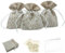 Doni Bomboniere Set Bomboniere 12 Sacchetti Juta con Rete Pizzo Esterna Portaconfetti Matrimonio Comunione Cresima Compleanno Confettata 12 Bustine Confetti Bianchi 12 Bigliettini da Personalizzare