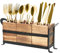 Yallmie 3 Compartiments Rangement Ustensiles Cuisine Pot, Porte-Couverts En Bois Porte-Ustensiles De Cuisine Avec Support En Fer Pot à Ustensiles De Cuisine En Bois Organisateur De Couverts