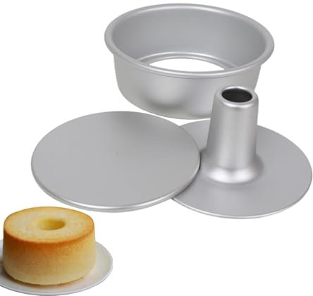 Chiffon Cake Pan, 6 inch Angel Food Cake Pan with Removable Loose Base, Non-Stick Coating Aluminium Alloy Pound Cake Pan with Tube, Angel Food Cake Tin Chiffon Cake Mould Tube Cake Pan for Oven Baking